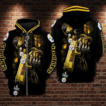 Load image into Gallery viewer, NFL Pittsburgh Steelers Pullover Skull Team Suit 3D Hoodie, 3D Zip Hoodie Top Branding Trends Limited Edition For Men And Women