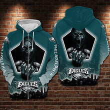 Load image into Gallery viewer, NFL Philadelphia Eagles Skull Team Suit 3D Hoodie, 3D Zip Hoodie Top Branding Trends Limited Edition For Men And Women