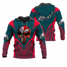 Load image into Gallery viewer, NFL Philadelphia Eagles Pullover Skull Team Suit 3D Hoodie, 3D Zip Hoodie Top Branding Trends Limited Edition For Men And Women