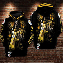 Load image into Gallery viewer, NFL Pittsburgh Steelers Pullover Skull Team Suit 3D Hoodie, 3D Zip Hoodie Top Branding Trends Limited Edition For Men And Women