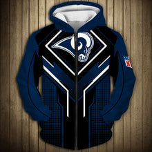Load image into Gallery viewer, Los Angeles Rams NFL Football Suit 3D Hoodie, 3D Zip Hoodie, 3D Sweatshirt, 3D Fleece Hoodie, 3D T-Shirt, 3D Polo T-Shirt, 3D Tank Top, 3D Bomber Jacket, 3D Long Pants, 3D Short Pants Full Print