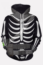 Load image into Gallery viewer, Black Skeleton Fortnite Horror Halloween Hoodie