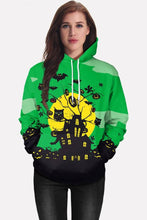 Load image into Gallery viewer, Green Pumpkin Print Horror Halloween Hoodie
