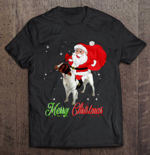 Load image into Gallery viewer, Merry Christmas Santa Claus Riding Brittany T-Shirt, Ladies T-Shirt, LongSleeve, Hoodie 2D
