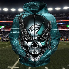 Load image into Gallery viewer, Official NFL Philadelphia Eagles Skull Team 3D Zip Hoodie Top Branding Trends Limited Edition
