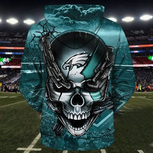 Load image into Gallery viewer, Official NFL Philadelphia Eagles Skull Team 3D Zip Hoodie Top Branding Trends Limited Edition
