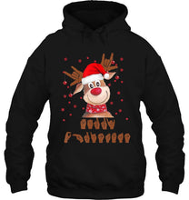 Load image into Gallery viewer, Funny Reindeer ASL Deaf Pride Sign Language Christmas Santa T-Shirt, Ladies T-Shirt, LongSleeve, Sweatshirt, Hoodie 2D
