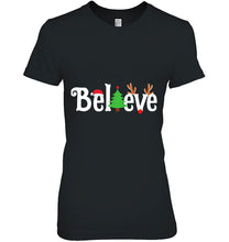 Load image into Gallery viewer, Believe Reindeer Christmas Version2 T-Shirt, Ladies T-Shirt, LongSleeve, Sweatshirt, Hoodie 2D
