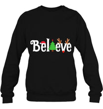Load image into Gallery viewer, Believe Reindeer Christmas Version2 T-Shirt, Ladies T-Shirt, LongSleeve, Sweatshirt, Hoodie 2D
