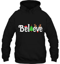 Load image into Gallery viewer, Believe Reindeer Christmas Version2 T-Shirt, Ladies T-Shirt, LongSleeve, Sweatshirt, Hoodie 2D
