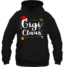 Load image into Gallery viewer, Gigi Claus Santa Hat Christmas Lights T-Shirt, Ladies T-Shirt, LongSleeve, Sweatshirt, Hoodie 2D
