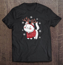 Load image into Gallery viewer, Catdeer Cat Reindeer Christmas T-Shirt, Ladies T-Shirt, LongSleeve, Sweatshirt, Hoodie 2D
