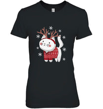 Load image into Gallery viewer, Catdeer Cat Reindeer Christmas T-Shirt, Ladies T-Shirt, LongSleeve, Sweatshirt, Hoodie 2D
