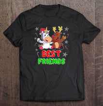Load image into Gallery viewer, Best Friends Unicorn And Reindeer Christmas T-Shirt, Ladies T-Shirt, LongSleeve, Sweatshirt, Hoodie 2D
