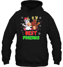 Load image into Gallery viewer, Best Friends Unicorn And Reindeer Christmas T-Shirt, Ladies T-Shirt, LongSleeve, Sweatshirt, Hoodie 2D
