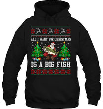 Load image into Gallery viewer, All I Want For Christmas Is A Big Fish Santa Claus Christmas Tree T-Shirt, Ladies T-Shirt, LongSleeve, Hoodie 2D

