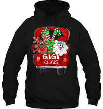 Load image into Gallery viewer, Gigi Claus Reindeer &amp; Santa Red Truck Christmas Drawing Version T-Shirt, Ladies T-Shirt, LongSleeve, Sweatshirt, Hoodie 2D
