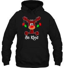 Load image into Gallery viewer, Be Kind Autism Awareness Plaid Reindeer Christmas T-Shirt, Ladies T-Shirt, LongSleeve, Sweatshirt, Hoodie 2D

