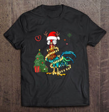 Load image into Gallery viewer, Hei Hei Chicken Santa Hat Reindeer Christmas Lights T-Shirt, Ladies T-Shirt, LongSleeve, Sweatshirt, Hoodie 2D
