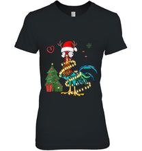 Load image into Gallery viewer, Hei Hei Chicken Santa Hat Reindeer Christmas Lights T-Shirt, Ladies T-Shirt, LongSleeve, Sweatshirt, Hoodie 2D
