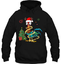 Load image into Gallery viewer, Hei Hei Chicken Santa Hat Reindeer Christmas Lights T-Shirt, Ladies T-Shirt, LongSleeve, Sweatshirt, Hoodie 2D
