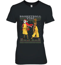 Load image into Gallery viewer, Basketball Vibe African American Santa Reindeer Christmas T-Shirt, Ladies T-Shirt, LongSleeve, Sweatshirt, Hoodie 2D
