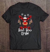 Load image into Gallery viewer, Boo Boo Crew Red Plaid Reindeer Christmas T-Shirt, Ladies T-Shirt, LongSleeve, Sweatshirt, Hoodie 2D
