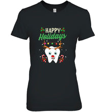 Load image into Gallery viewer, Happy Holidays Reindeer Teeth Dental Assistant Christmas T-Shirt, Ladies T-Shirt, LongSleeve, Sweatshirt, Hoodie 2D
