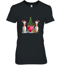 Load image into Gallery viewer, Bowling Santa Hat Reindeer Christmas Tree Christmas Lights T-Shirt, Ladies T-Shirt, LongSleeve, Sweatshirt, Hoodie 2D
