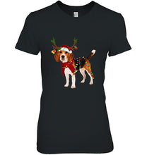 Load image into Gallery viewer, Beagle Reindeer Santa Hat Christmas Lights T-Shirt, Ladies T-Shirt, LongSleeve, Sweatshirt, Hoodie 2D
