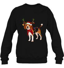 Load image into Gallery viewer, Beagle Reindeer Santa Hat Christmas Lights T-Shirt, Ladies T-Shirt, LongSleeve, Sweatshirt, Hoodie 2D
