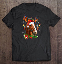 Load image into Gallery viewer, Horse Reindeer Christmas Lightss T-Shirt, Ladies T-Shirt, LongSleeve, Sweatshirt, Hoodie 2D

