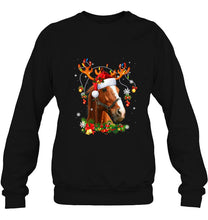 Load image into Gallery viewer, Horse Reindeer Christmas Lightss T-Shirt, Ladies T-Shirt, LongSleeve, Sweatshirt, Hoodie 2D
