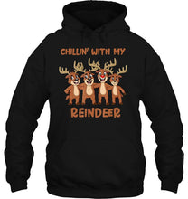 Load image into Gallery viewer, Chillin’ With My Reindeer Christmas T-Shirt, Ladies T-Shirt, LongSleeve, Sweatshirt, Hoodie 2D

