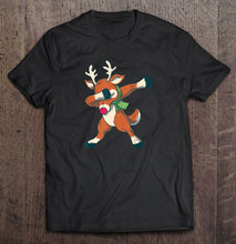 Load image into Gallery viewer, Dabbing Reindeer Christmas T-Shirt, Ladies T-Shirt, LongSleeve, Sweatshirt, Hoodie 2D
