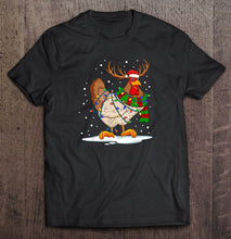 Load image into Gallery viewer, Chicken Reindeer Santa Hat Christmas Lights T-Shirt, Ladies T-Shirt, LongSleeve, Sweatshirt, Hoodie 2D
