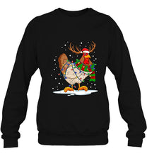 Load image into Gallery viewer, Chicken Reindeer Santa Hat Christmas Lights T-Shirt, Ladies T-Shirt, LongSleeve, Sweatshirt, Hoodie 2D
