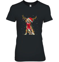 Load image into Gallery viewer, Beagle Reindeer Santa Hat Christmas Lights Snowflakes Version T-Shirt, Ladies T-Shirt, LongSleeve, Sweatshirt, Hoodie 2D
