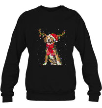 Load image into Gallery viewer, Beagle Reindeer Santa Hat Christmas Lights Snowflakes T-Shirt, Ladies T-Shirt, LongSleeve, Sweatshirt, Hoodie 2D
