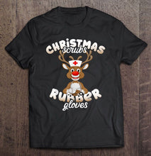 Load image into Gallery viewer, Christmas Scrubs Rubber Gloves Reindeer Nurse Version2 T-Shirt, Ladies T-Shirt, LongSleeve, Sweatshirt, Hoodie 2D
