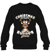 Load image into Gallery viewer, Christmas Scrubs Rubber Gloves Reindeer Nurse Version2 T-Shirt, Ladies T-Shirt, LongSleeve, Sweatshirt, Hoodie 2D
