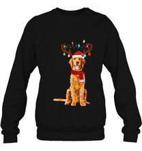 Load image into Gallery viewer, Golden Retriever Reindeer Santa Hat Christmas Lights Version2 T-Shirt, Ladies T-Shirt, LongSleeve, Sweatshirt, Hoodie 2D
