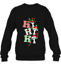 Load image into Gallery viewer, Ho Ho Ho Heifer Reindeer Santa Hat Christmas Lights T-Shirt, Ladies T-Shirt, LongSleeve, Sweatshirt, Hoodie 2D
