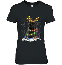 Load image into Gallery viewer, Black Pug Dog Reindeer Christmas Lights T-Shirt, Ladies T-Shirt, LongSleeve, Sweatshirt, Hoodie 2D
