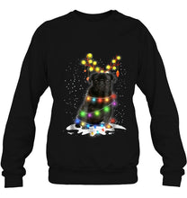 Load image into Gallery viewer, Black Pug Dog Reindeer Christmas Lights T-Shirt, Ladies T-Shirt, LongSleeve, Sweatshirt, Hoodie 2D
