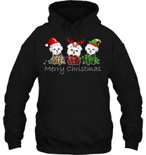 Load image into Gallery viewer, Merry Christmas Maltese Reindeer Elf Santa Hat T-Shirt, Ladies T-Shirt, LongSleeve, Sweatshirt, Hoodie 2D
