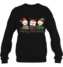 Load image into Gallery viewer, Merry Christmas Maltese Reindeer Elf Santa Hat T-Shirt, Ladies T-Shirt, LongSleeve, Sweatshirt, Hoodie 2D
