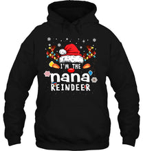 Load image into Gallery viewer, I’m The Nana Reindeer Santa Hat Christmas T-Shirt, Ladies T-Shirt, LongSleeve, Sweatshirt, Hoodie 2D
