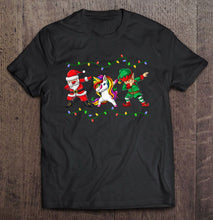 Load image into Gallery viewer, Dabbing Santa Claus Unicorn Elf Christmas Lights T-Shirt, Ladies T-Shirt, LongSleeve, Sweatshirt, Hoodie 2D
