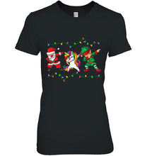 Load image into Gallery viewer, Dabbing Santa Claus Unicorn Elf Christmas Lights T-Shirt, Ladies T-Shirt, LongSleeve, Sweatshirt, Hoodie 2D
